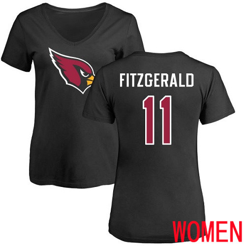 Arizona Cardinals Black Women Larry Fitzgerald Name And Number Logo NFL Football #11 T Shirt